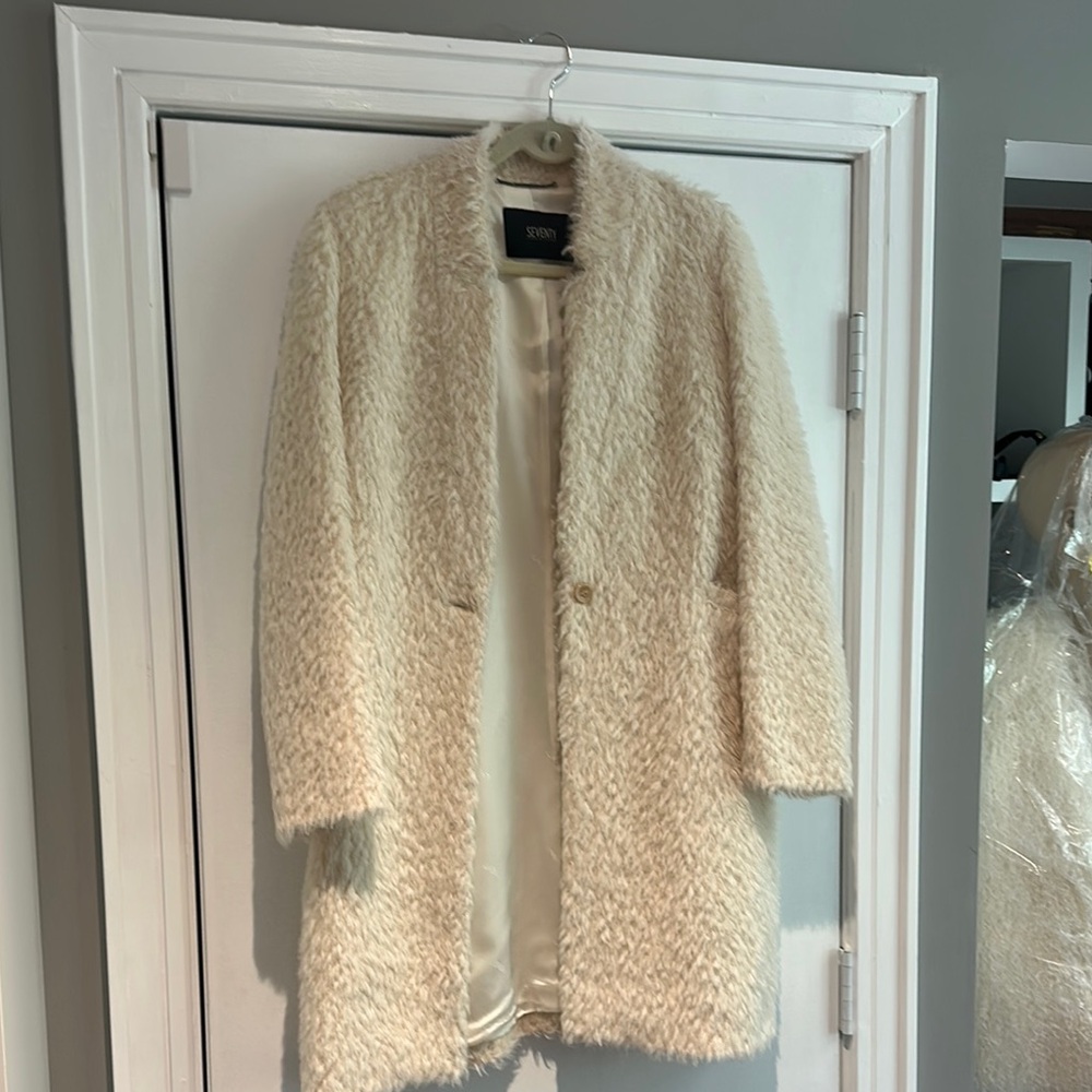 Sioni Cream Textured Women's Coat